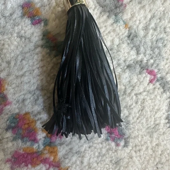Victoria's Secret Black Leather Crossbody Bag with Tassel - Picture 3 of 5